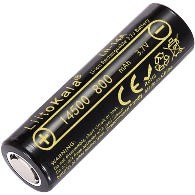 Акумулятор 14500 LiitoKala, 14A-N, 800mAh, 3.7V li-ion battery, 1 pcs (14A-N(14500)) на малюнкі №2