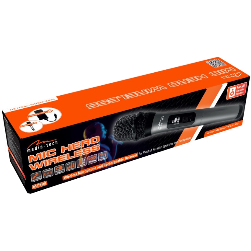 Мiкрофон Media-Tech MIC HERO Wireless for KARAOKE systems + USB-C receiver (MT398) Чорний на малюнкі №5