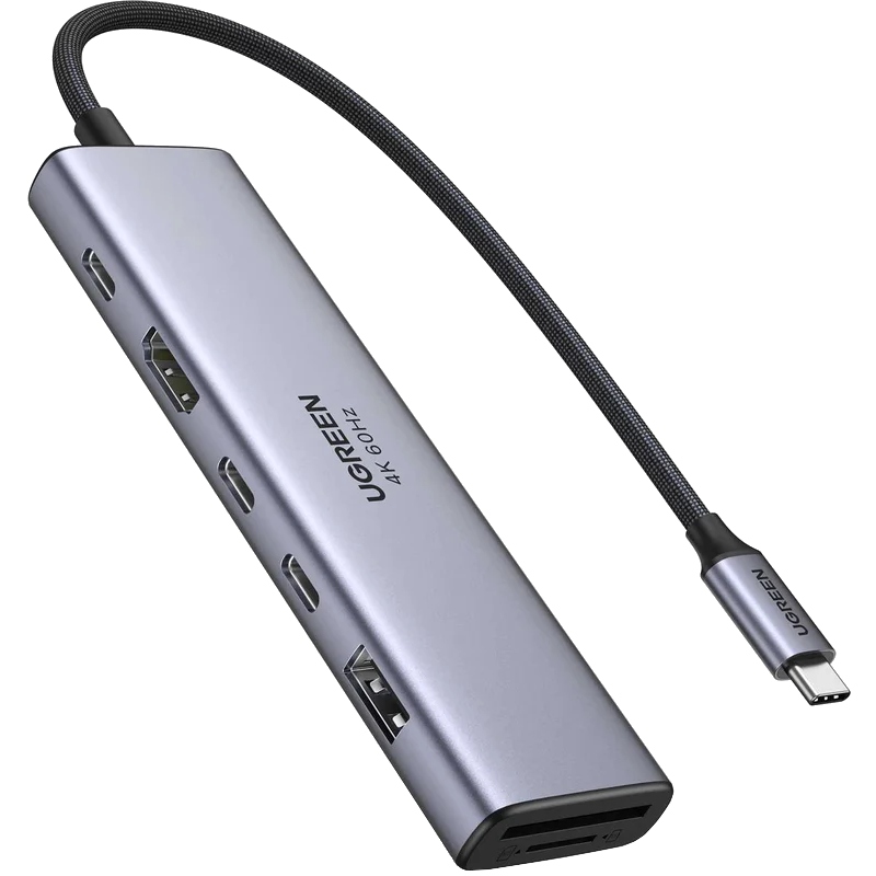 Док-станція USB3.2 Type-C -- HDMI 4K60Hz/2хUSB 3.0/2xUSB-C/SD/TF PD 100 Вт CM511 Ugreen (45521) на малюнкі №1