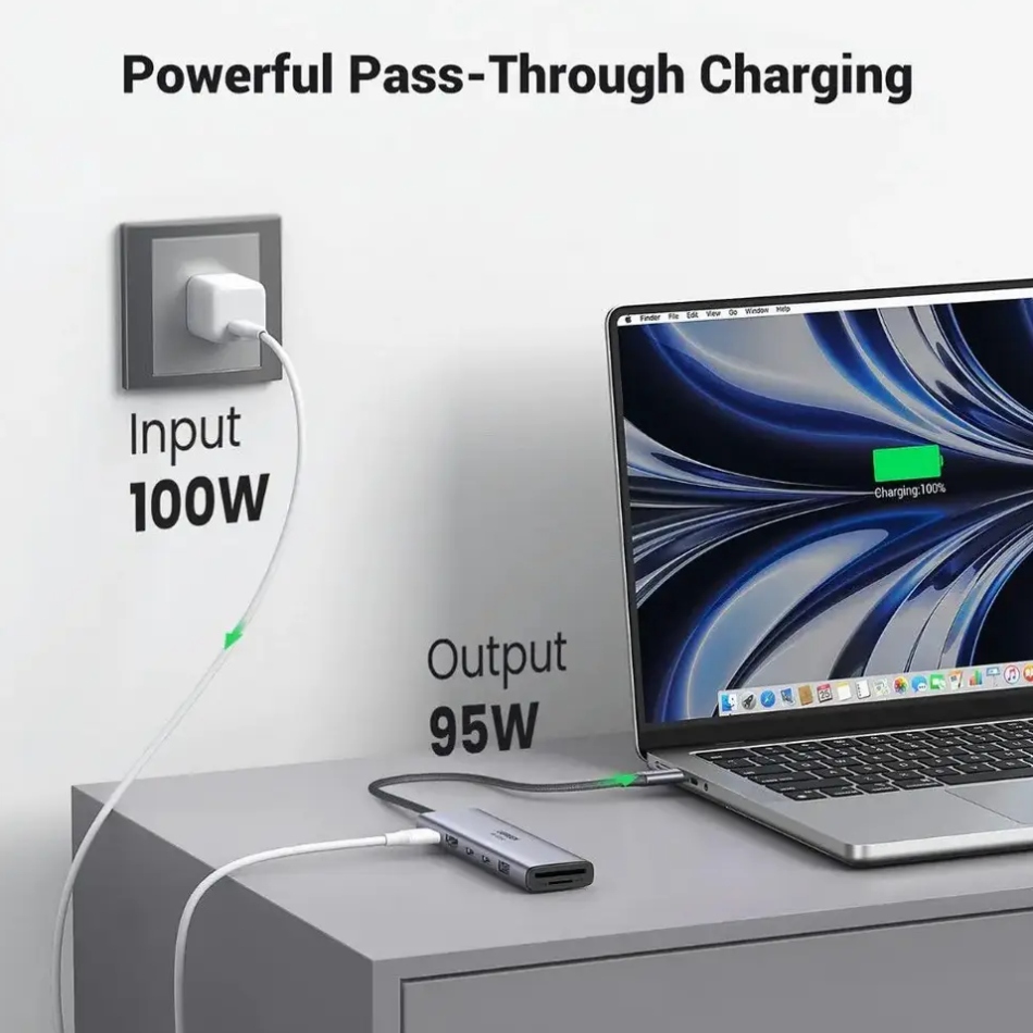 Док-станція USB3.2 Type-C -- HDMI 4K60Hz/2хUSB 3.0/2xUSB-C/SD/TF PD 100 Вт CM511 Ugreen (45521) на малюнкі №5