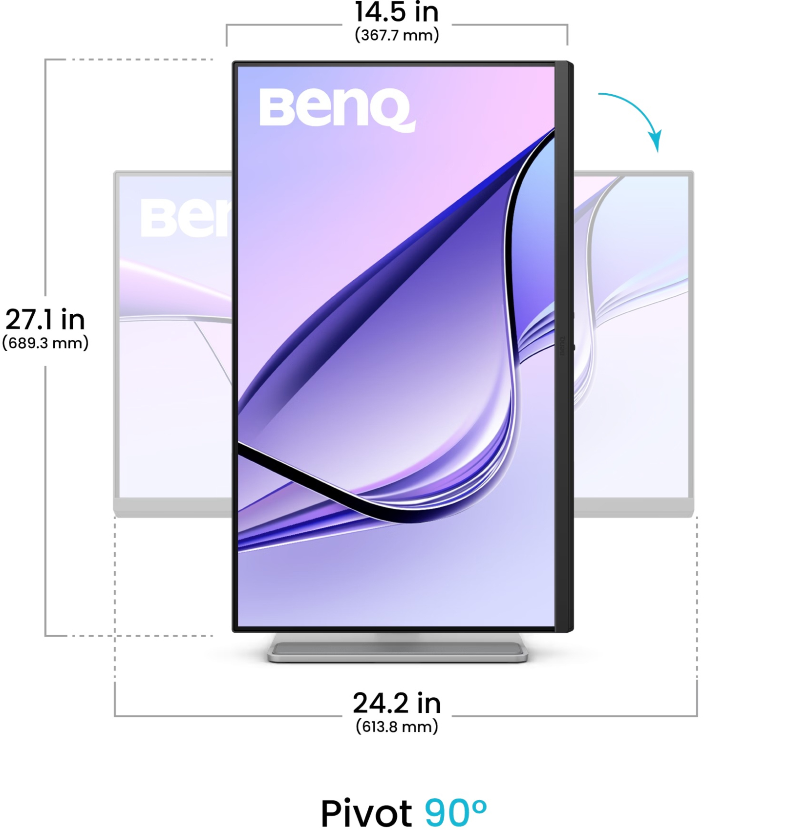 TFT 27 BenQ MA270UP, IPS, 4K UHD, 2хHDMI, 2xUSB- C, HAS, Pivot, сріблясто-сірий (9H.LP8LB.QBE) Сріблястий із сірим на малюнкі №5