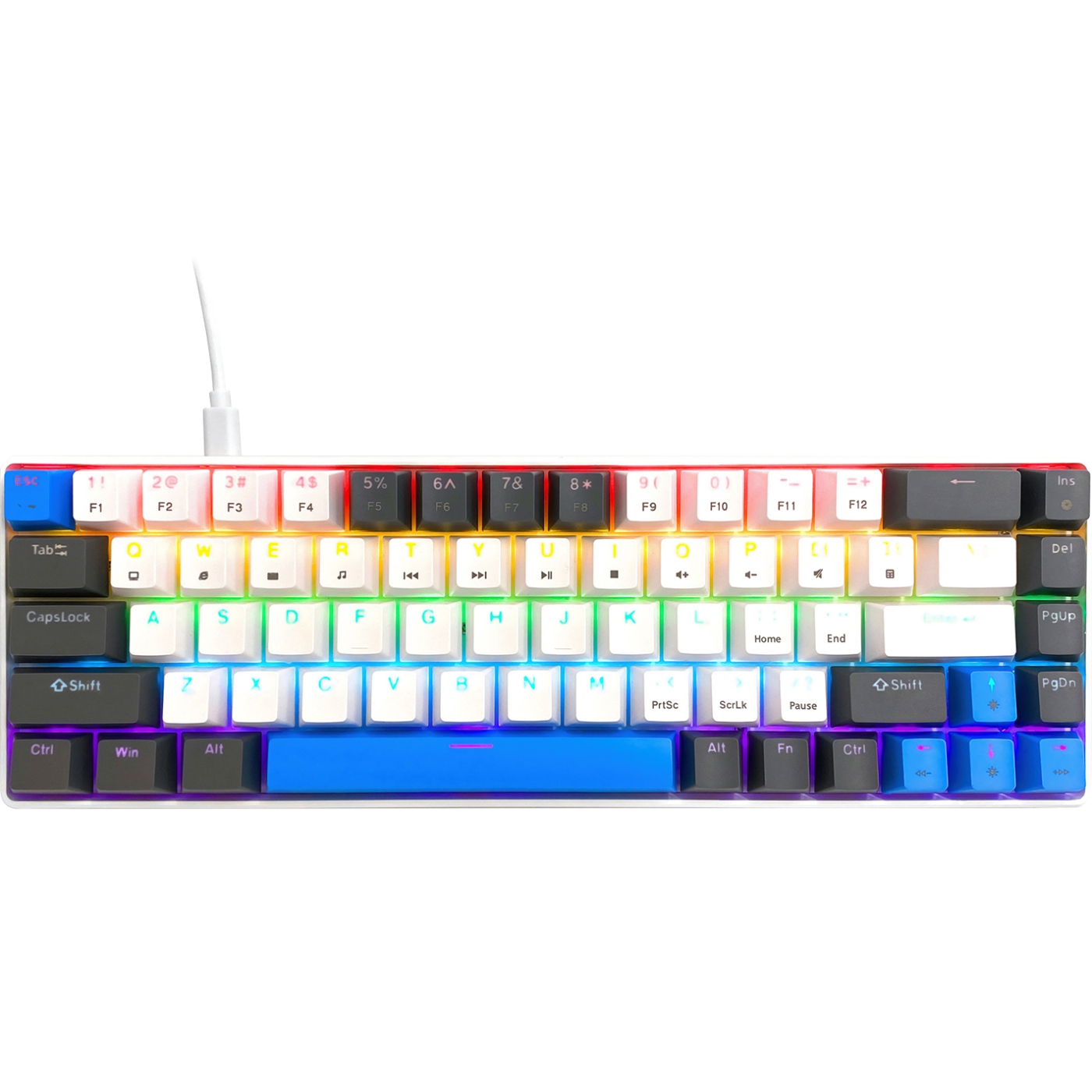 Клавіатура ігрова механічна Media-Tech RED CORE MX60, Anti-Ghosting 68кл, PC/Mac (MT1259) Білий на малюнкі №1