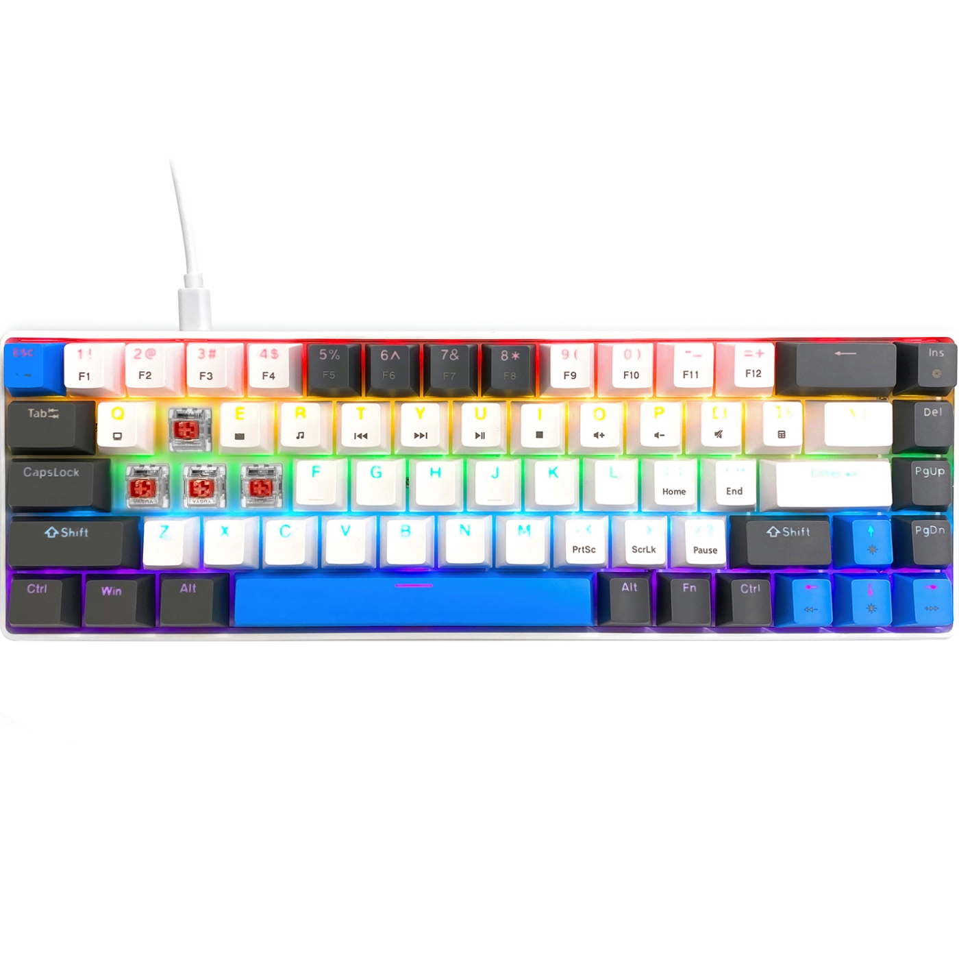 Клавіатура ігрова механічна Media-Tech RED CORE MX60, Anti-Ghosting 68кл, PC/Mac (MT1259) Білий на малюнкі №8