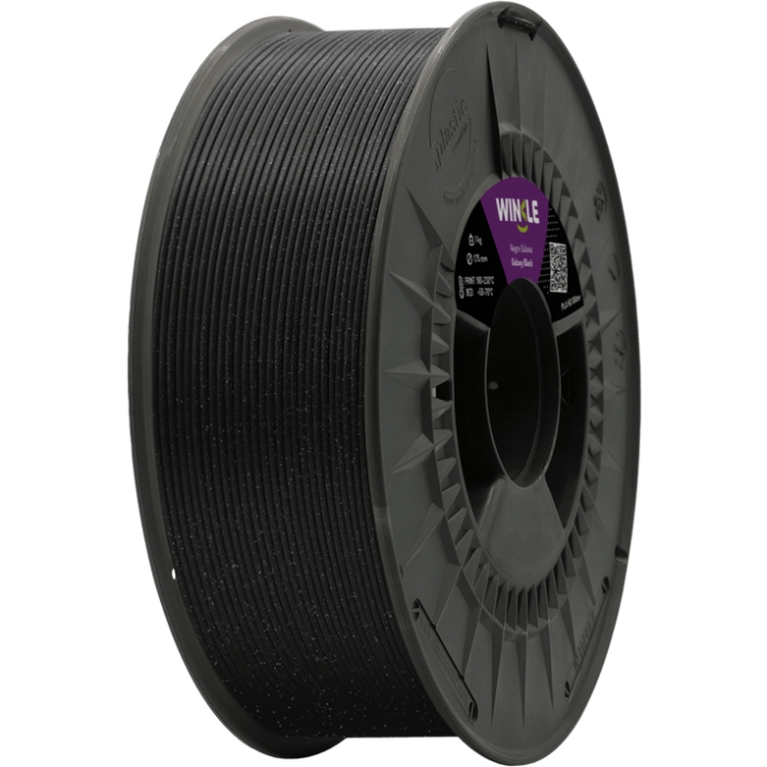 Пластик (Filament) WINKLE PLA HD 1кг, 1.75мм, блискучий, галактично-чорний (PHD01000175NEGGALWNK) Чорний на малюнкі №1