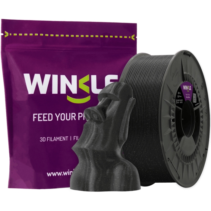 Пластик (Filament) WINKLE PLA HD 1кг, 1.75мм, блискучий, галактично-чорний (PHD01000175NEGGALWNK) Чорний на малюнкі №2
