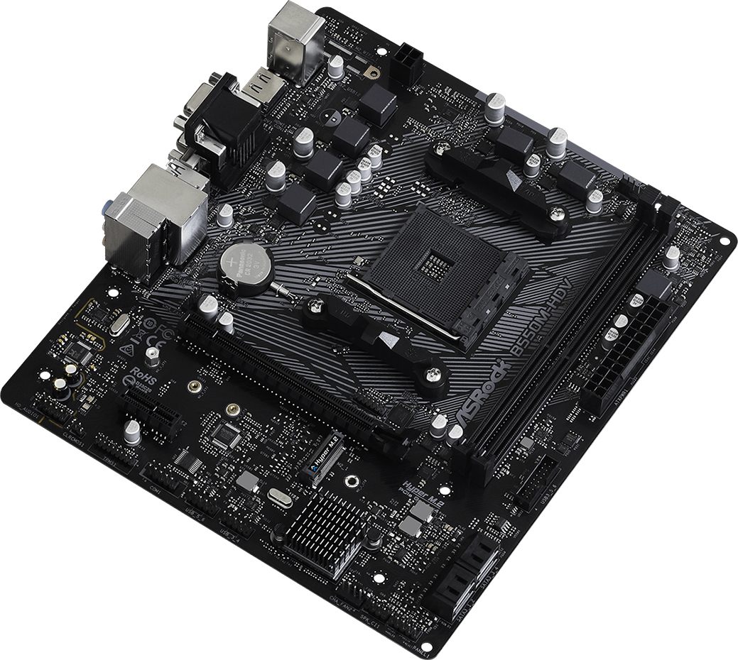 ASRock (AM4/B550, 2*DDR4, PCIex16, DVI/HDMI/VGA, 4xSATA, M.2, GLan, 7.1ch, mATX) (B550M-HDV) на малюнкі №3
