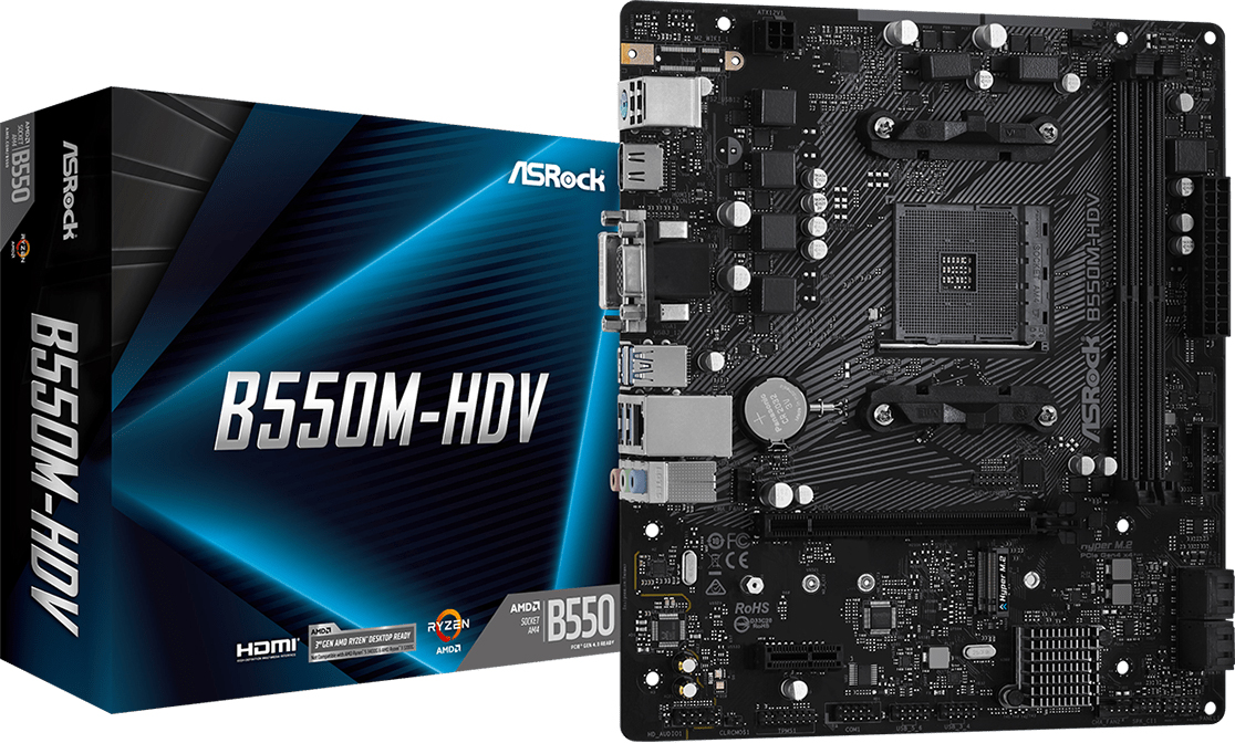 ASRock (AM4/B550, 2*DDR4, PCIex16, DVI/HDMI/VGA, 4xSATA, M.2, GLan, 7.1ch, mATX) (B550M-HDV) на малюнкі №5