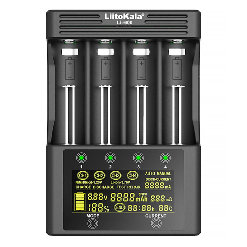 Зарядний пристрій LiitoKala Lii-600, 4x(Lion/NiMH/NiCd), discharge function, display (Lii-600) на малюнкі №2