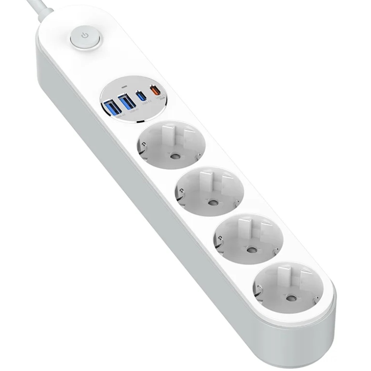 Мережевий фільтр-подовжувач СolorWay 4 розетки/4USB (Type-C 2PD20W + 2USB QC3.0) (20W) White 2M (CW-CHE44PDW) Білий на малюнкі №3