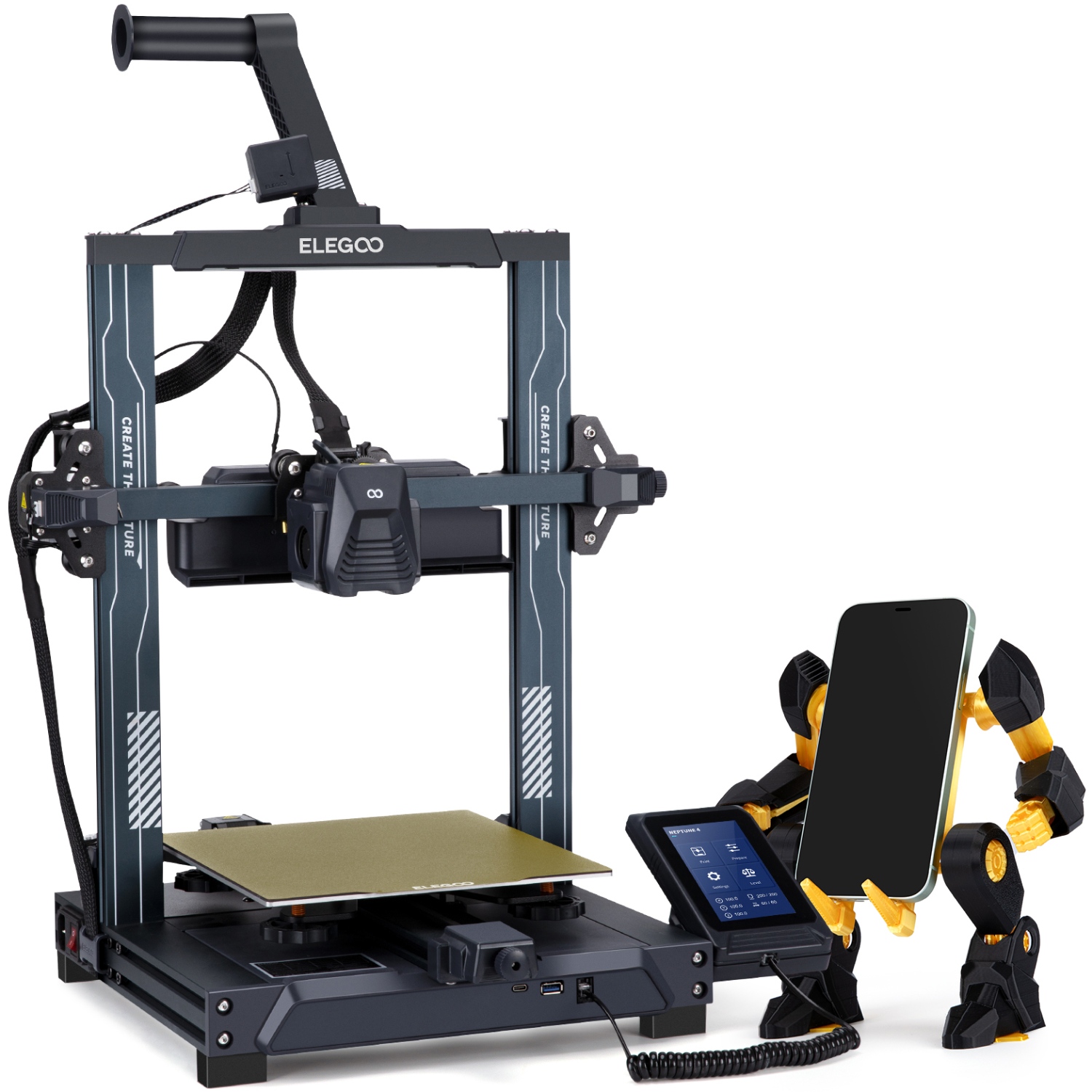 Принтер 3D ELEGOO Neptune 4 (FDM 1.75 mm 0.4 mm 225x225x265 mm WLAN USB сірий) (50.201.012300) на малюнкі №4