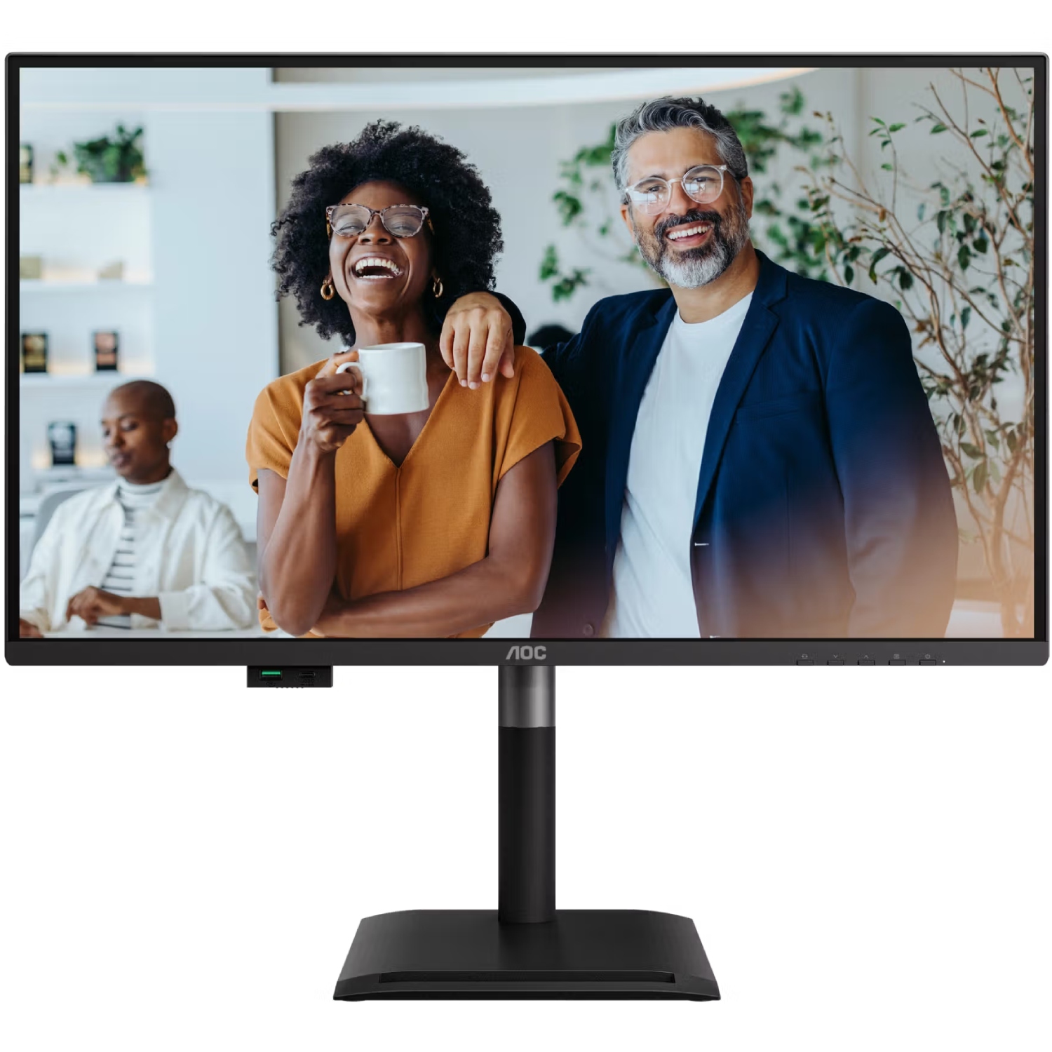 TFT 27 AOC Q27P4CV, QHD, IPS, 120Hz, HDMI, DP, USB-C, RJ-45, USB-hub, HAS, Pivot, колонки (Q27P4CV) Чорний на малюнкі №1