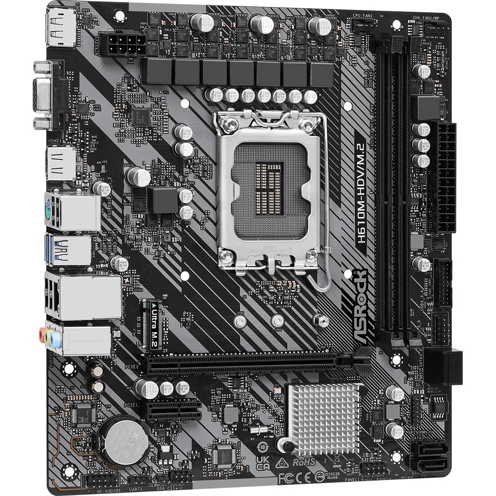 ASRock (1700/H610, 2*DDR4, 1xPCIex16, HDMI/DVI/VGA, 4xSATA, M.2, GLan, 7.1ch,mATX (H610M-HDV/M.2 R2.0) на малюнкі №2