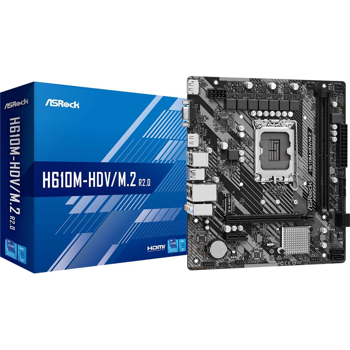 ASRock (1700/H610, 2*DDR4, 1xPCIex16, HDMI/DVI/VGA, 4xSATA, M.2, GLan, 7.1ch,mATX (H610M-HDV/M.2 R2.0) на малюнкі №5