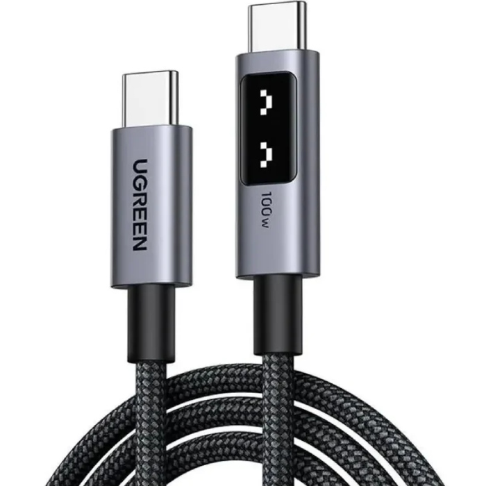 Кабель USB 2.0 Type-C M-M, 1 м, 100W, 5A （480Mbps）Smart display Чорний, L509 UGREEN (35501) Чорний на малюнкі №1