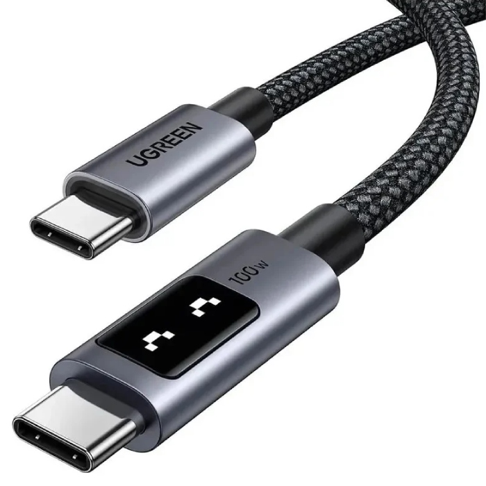 Кабель USB 2.0 Type-C M-M, 1 м, 100W, 5A （480Mbps）Smart display Чорний, L509 UGREEN (35501) Чорний на малюнкі №2