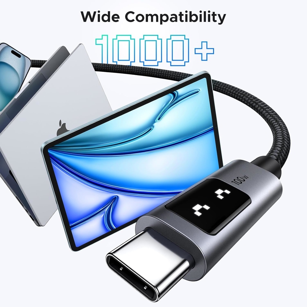 Кабель USB 2.0 Type-C M-M, 1 м, 100W, 5A （480Mbps）Smart display Чорний, L509 UGREEN (35501) Чорний на малюнкі №3