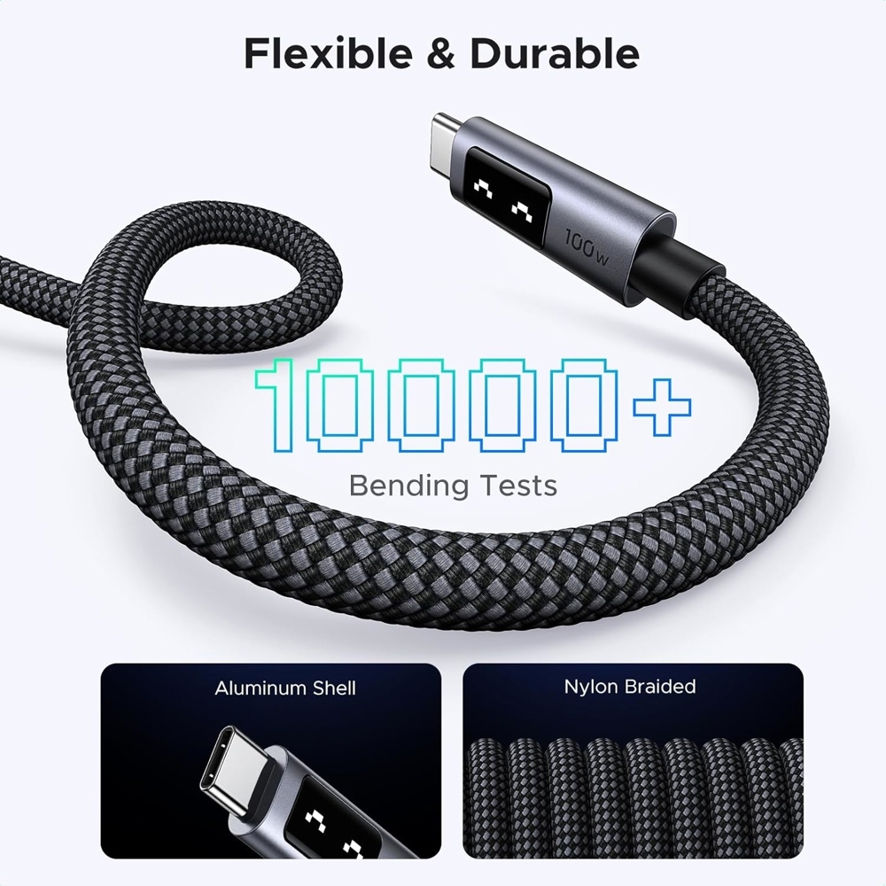 Кабель USB 2.0 Type-C M-M, 1 м, 100W, 5A （480Mbps）Smart display Чорний, L509 UGREEN (35501) Чорний на малюнкі №5