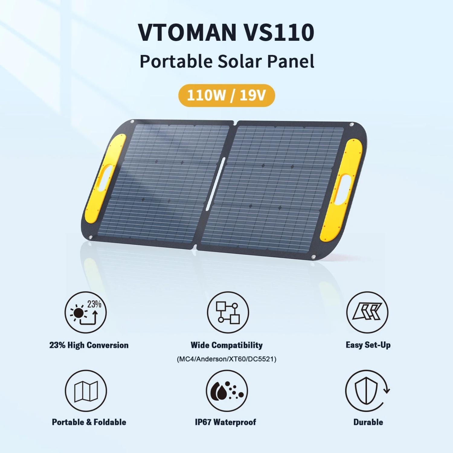 Сонячна панель Vtoman 110W 19V IP67 MC-4/Anderson/XT60/DC5521 (VS110) на малюнкі №2