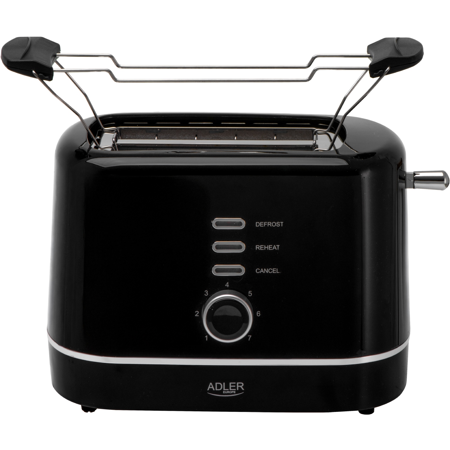 Тостер Adler AD 3224 black 850Вт/ 2 відділення/7 режимів підсмажування/розморожування/підігрів булок (AD3224B) Чорний на малюнкі №1