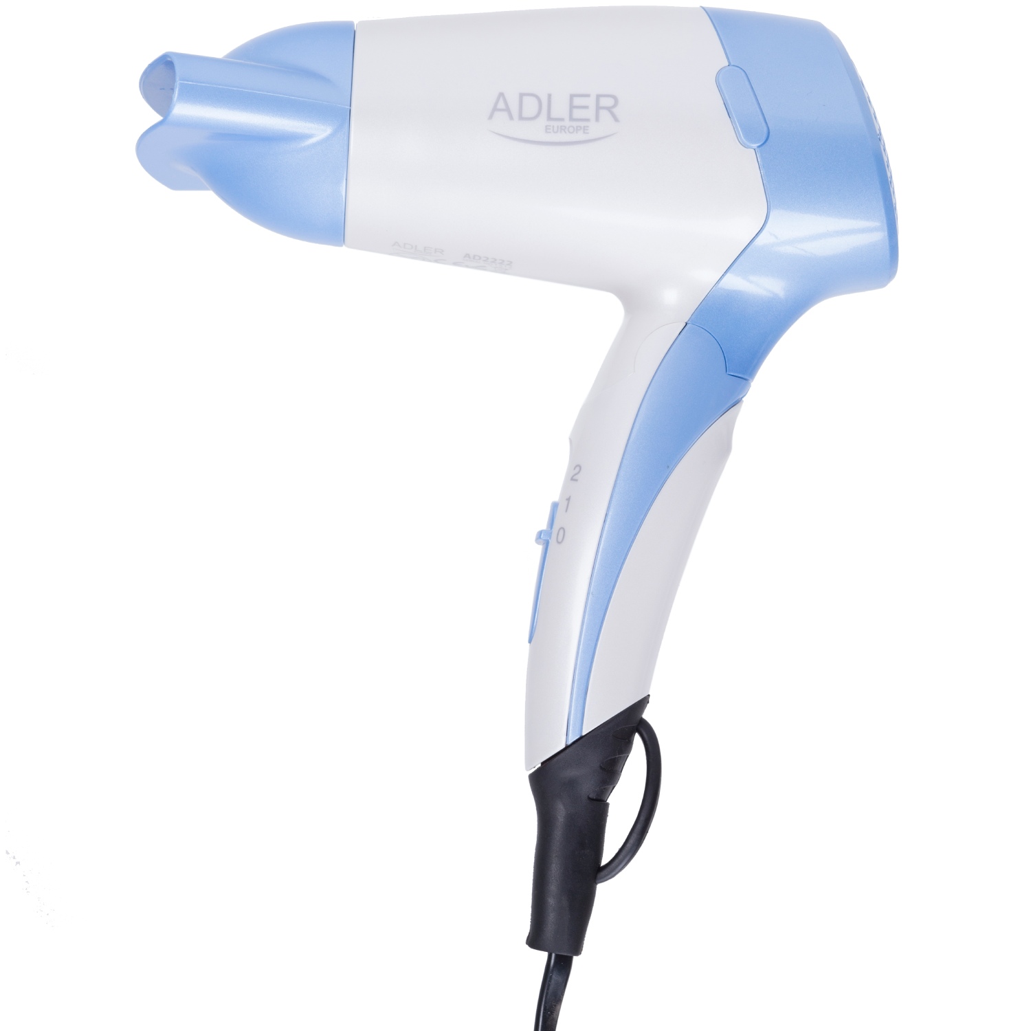 Фен Adler AD 2222 white 1200Вт/ 2 швидкості/ насадки - 1 шт./ складна ручка (AD2222) Білий/Синій на малюнкі №3