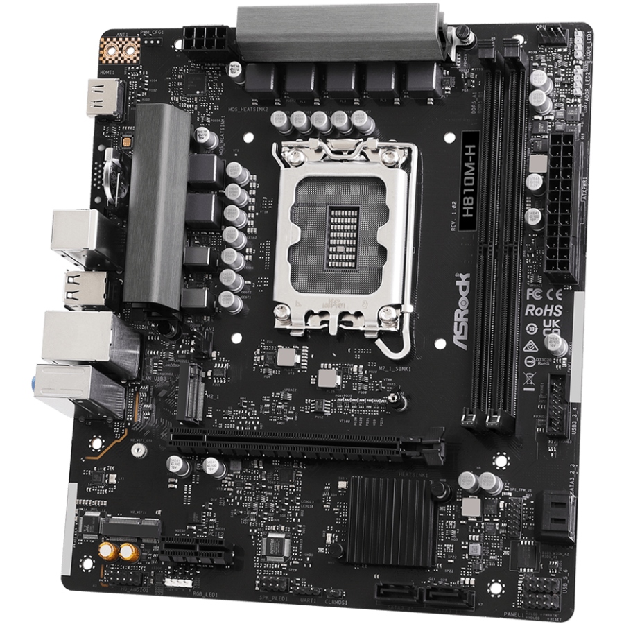 AsRock (1851/H810, 2*DDR5, PCIex16, HDMI, 4xSATA, M.2, Glan, 7.1ch, mATX) (H810M-H) на малюнкі №3