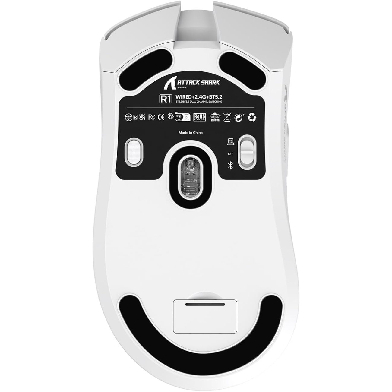 Мишка Attack Shark R1, Wireless/Bluetooth, 18000dpi, (PAW3311), 6кн, White (R1W_AS) Білий на малюнкі №3