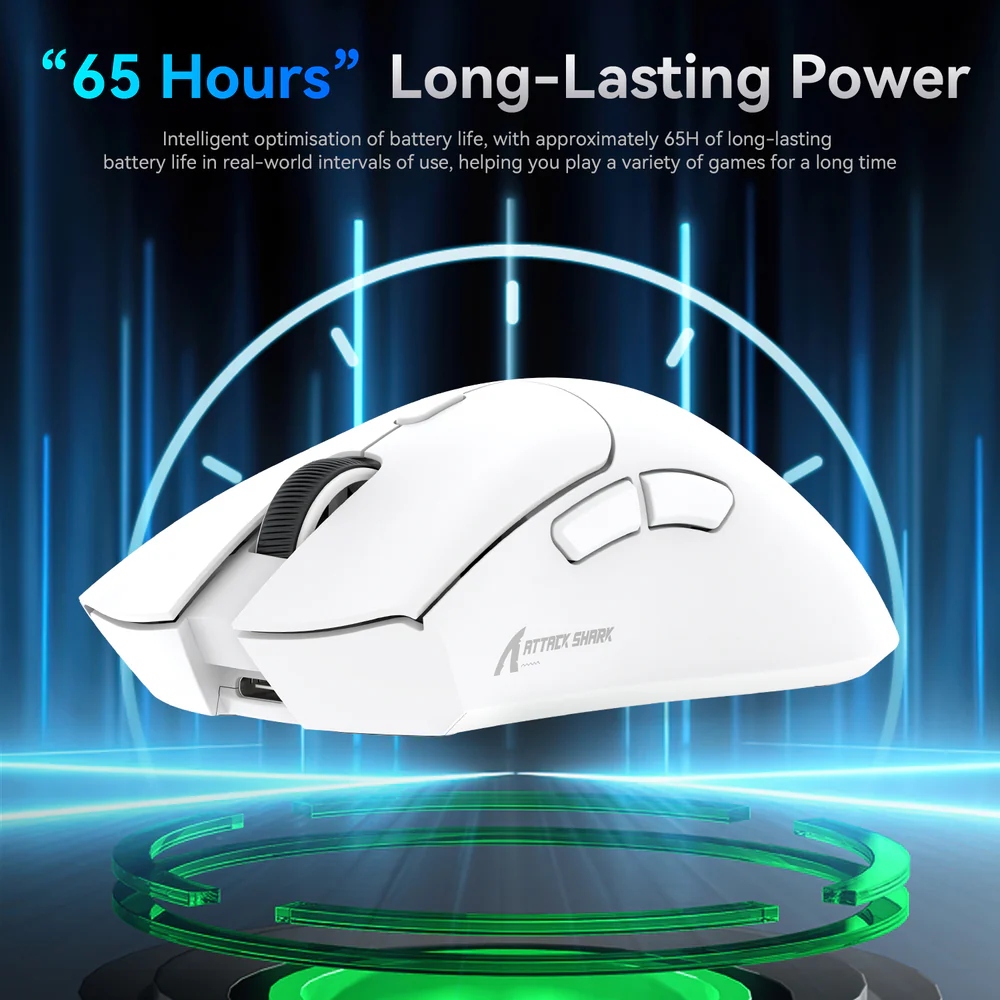Мишка Attack Shark R1, Wireless/Bluetooth, 18000dpi, (PAW3311), 6кн, White (R1W_AS) Білий на малюнкі №6