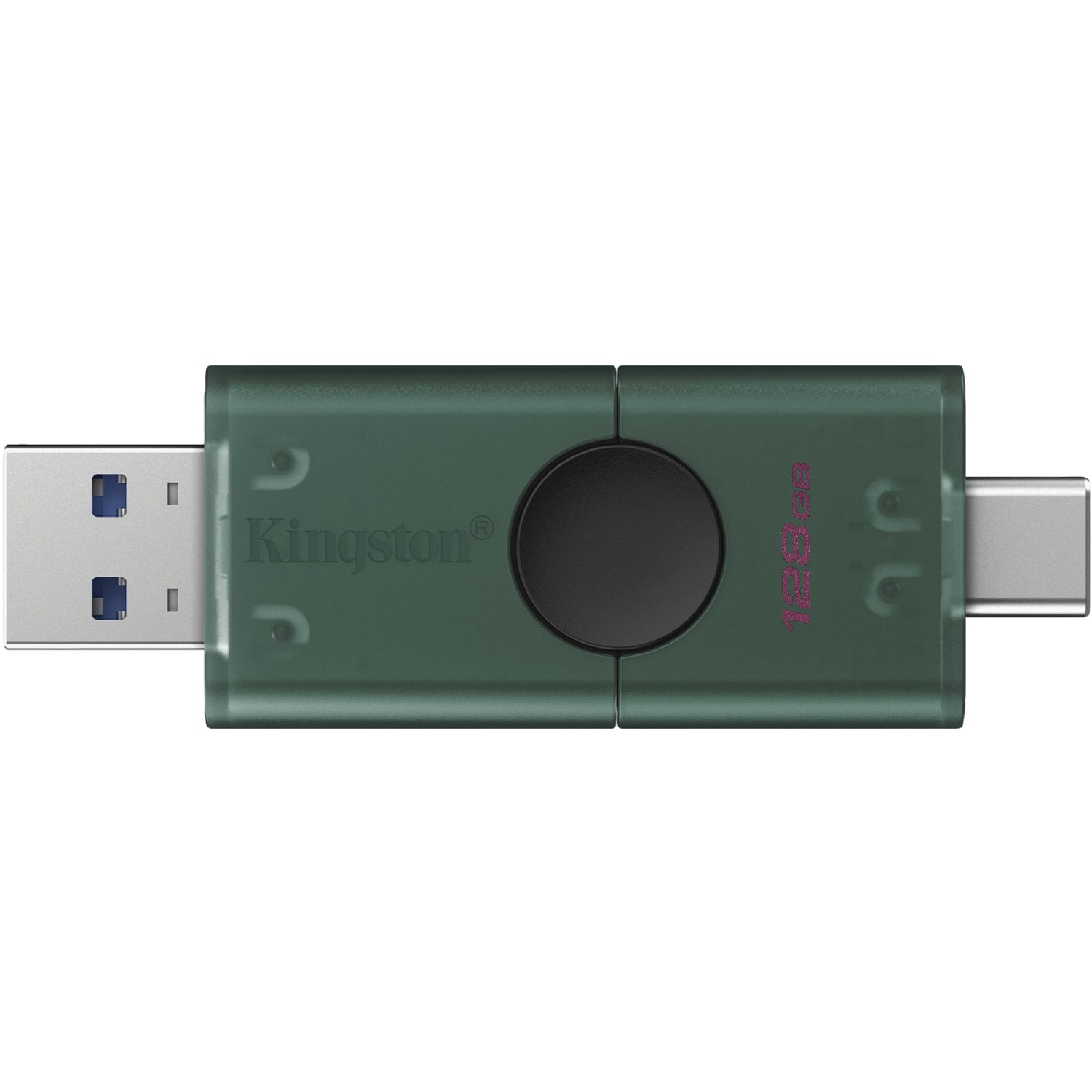 USB Flash Kingston DataTraveler Duo 128GB USB Type-A/ USB Type-C Black/Green, Retail (DTDEG2/128GB) чорно-зелений на малюнкі №3