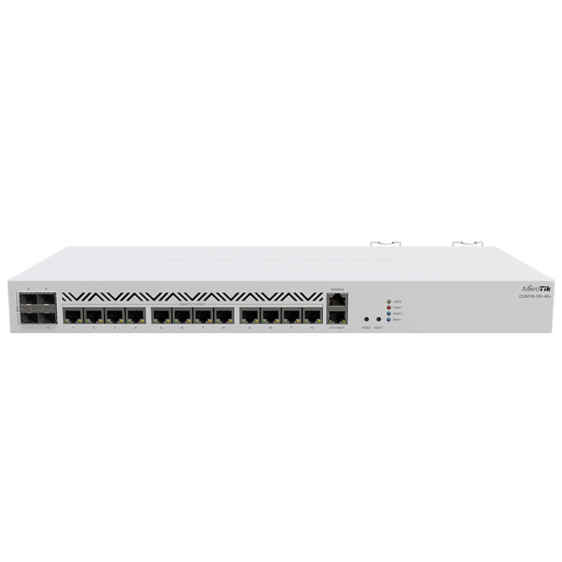 Маршрутизатор Mikrotik CCR2116-12G-4S+, 13xGbit LAN, M.2 PCIe slot, RouterOS L6, 1U RM case, Dual PS (CCR2116-12G-4S+) на малюнкі №1
