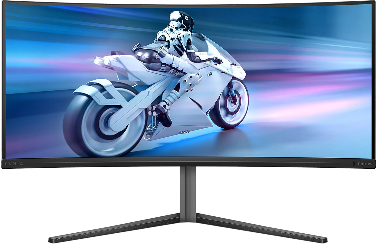 TFT 34 Philips 34M2C6500, QD-OLED, UWQHD, 175hz, вигн, 2xHDMI, DP, USB-hub, HAS, cинювато-сір (34M2C6500/00) Сірий на малюнкі №1