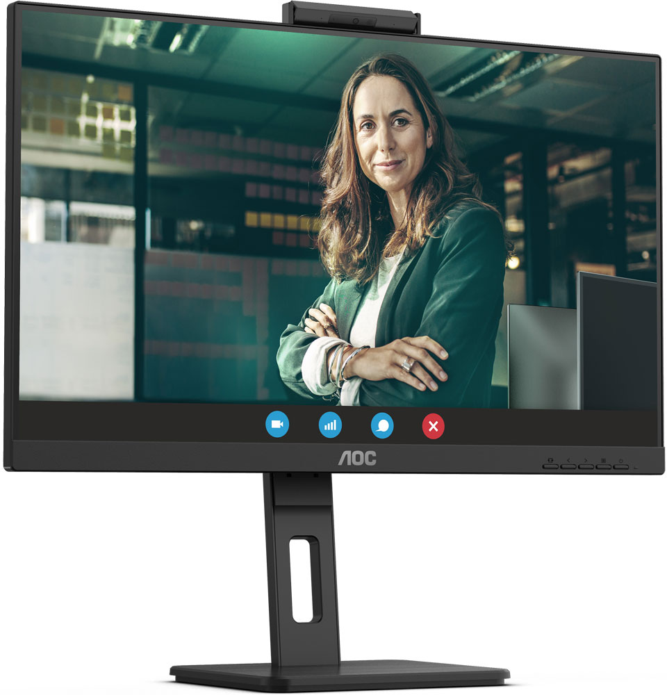 TFT 27 AOC Q27P3CW, QHD, IPS, 75Hz, 2xHDMI, DP, USB-C, RJ-45, USB-hub, webcam, HAS, Pivot, колонки (Q27P3CW) Чорний на малюнкі №2