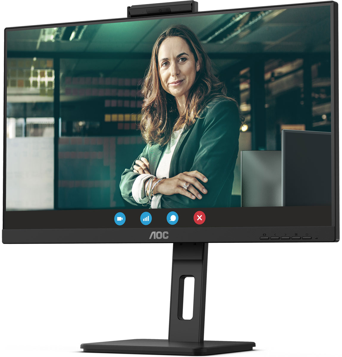 TFT 27 AOC Q27P3CW, QHD, IPS, 75Hz, 2xHDMI, DP, USB-C, RJ-45, USB-hub, webcam, HAS, Pivot, колонки (Q27P3CW) Чорний на малюнкі №3
