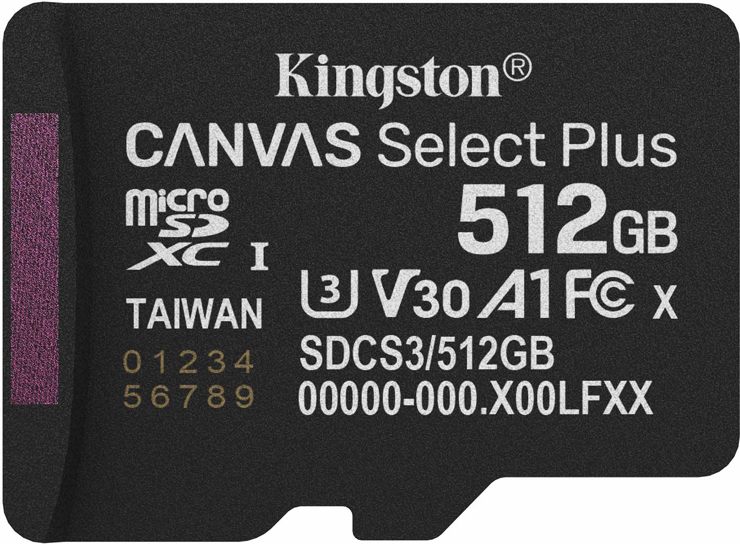 Memory card microSDXC 512GB Kingston Canvas Select Plus Gen3 C10 A1, Retail (SDCS3/512GBSP#) на малюнкі №1