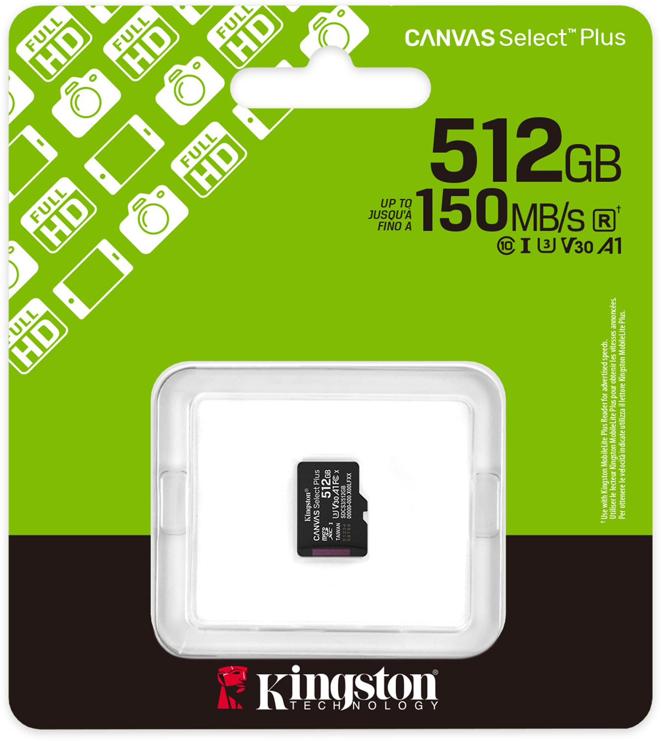 Memory card microSDXC 512GB Kingston Canvas Select Plus Gen3 C10 A1, Retail (SDCS3/512GBSP#) на малюнкі №3
