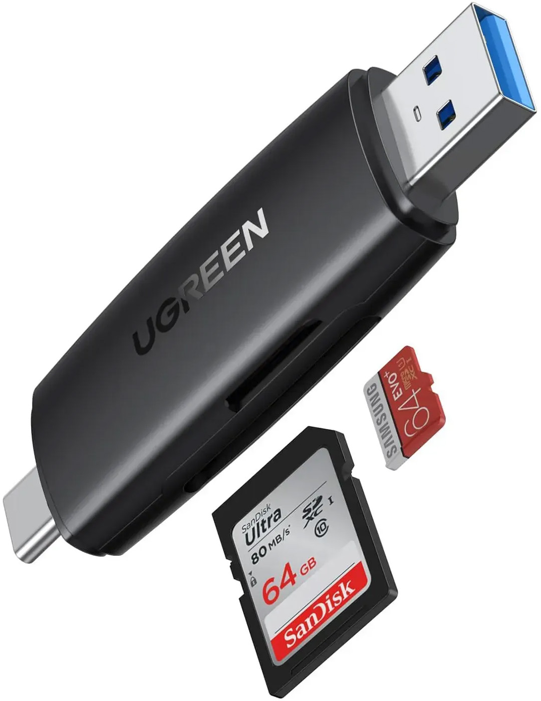 Card Reader USB-С 3.1 + USB-A 2-слота TF/SD CM304 Ugreen (80191) на малюнкі №2