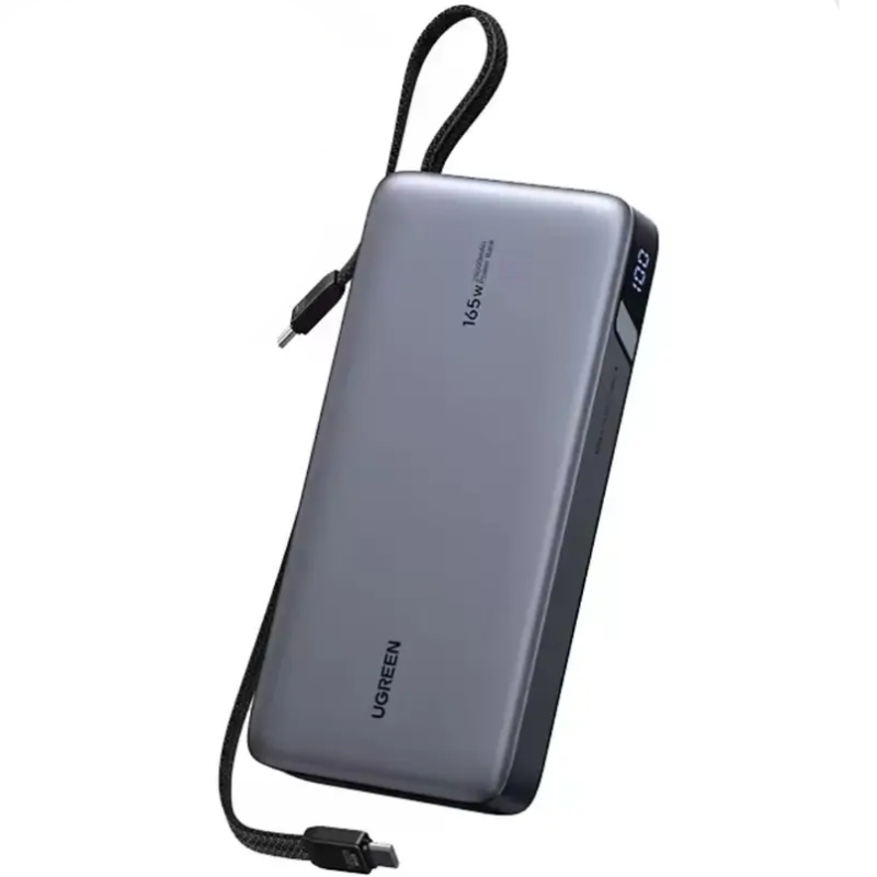 УМБ Ugreen 25000mAh 165W PD3.1/QC, USB-A,USB-С IN/OUT, with built in 2xUSB-C cables (PB552) Gray (55995B) на малюнкі №2