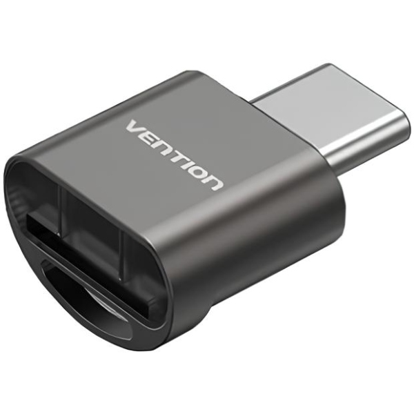 Card Reader USB 2.0 Type-C, 1-слот microSD, OTG 512 Гб, Aluminum Alloy, сірий Vention (CLMH0) на малюнкі №2