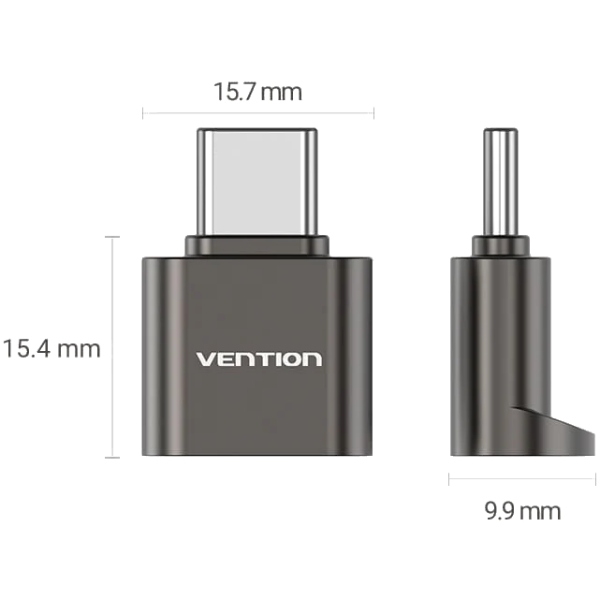 Card Reader USB 2.0 Type-C, 1-слот microSD, OTG 512 Гб, Aluminum Alloy, сірий Vention (CLMH0) на малюнкі №3
