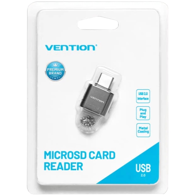 Card Reader USB 2.0 Type-C, 1-слот microSD, OTG 512 Гб, Aluminum Alloy, сірий Vention (CLMH0) на малюнкі №4