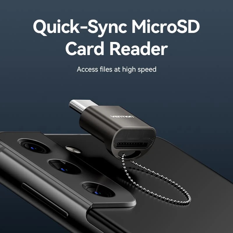 Card Reader USB 2.0 Type-C, 1-слот microSD, OTG 512 Гб, Aluminum Alloy, сірий Vention (CLMH0) на малюнкі №5