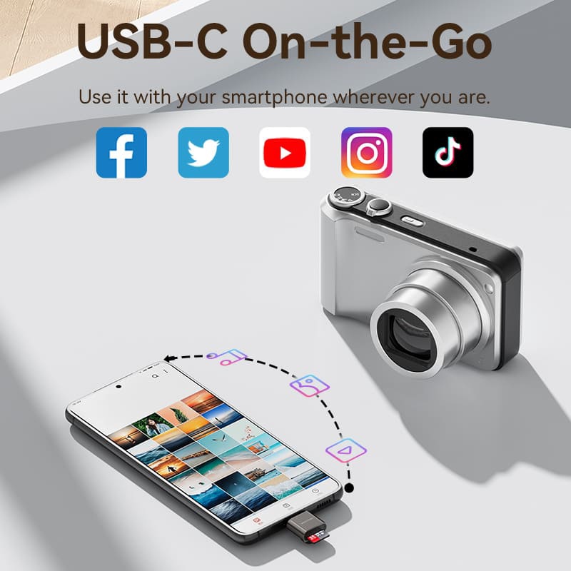 Card Reader USB 2.0 Type-C, 1-слот microSD, OTG 512 Гб, Aluminum Alloy, сірий Vention (CLMH0) на малюнкі №7