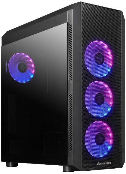 Корпус Chieftec SCORPION 4 GL-04B-OP 4x120mm A-RGB, ATX, без БЖ, Black (GL-04B-OP#) Чорний на малюнкі №1