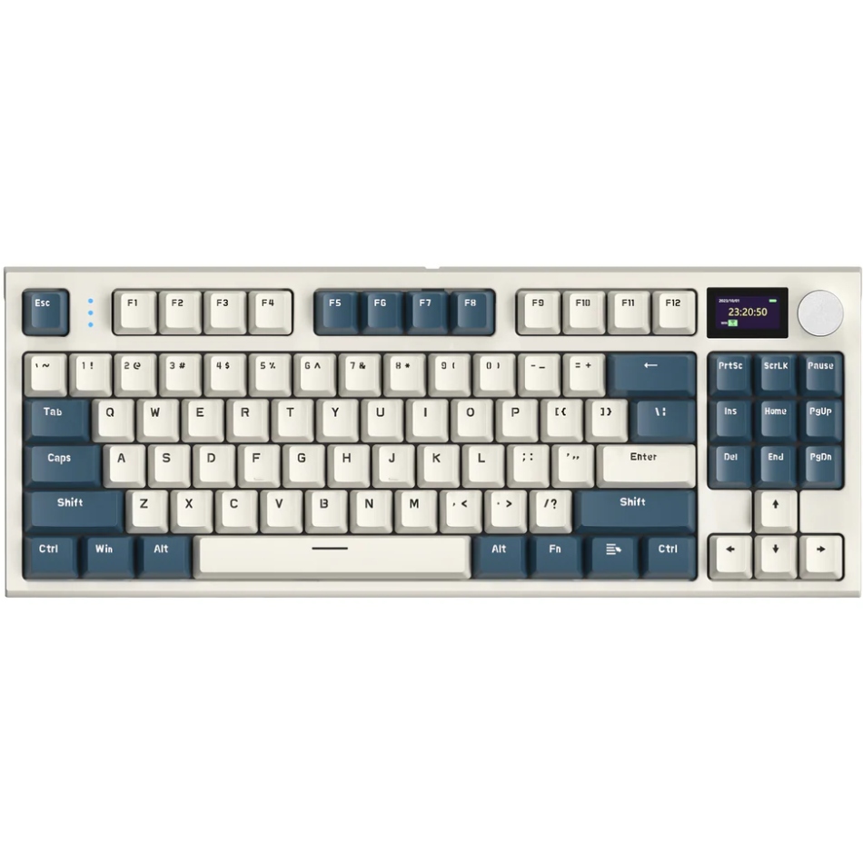 Клавіатура ігрова механічна Attack Shark K86 87кл.RGB, Wireless, TFT disp, Blue Whale Switch (K86RB_AS) Сірий на малюнкі №1