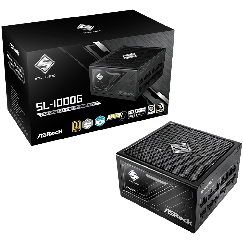 БЖ 1000W ASRock SteelLegend ATX 3.1 135mm, 80+ Gold, Fully Modular, Retail (SL-1000G) на малюнкі №5