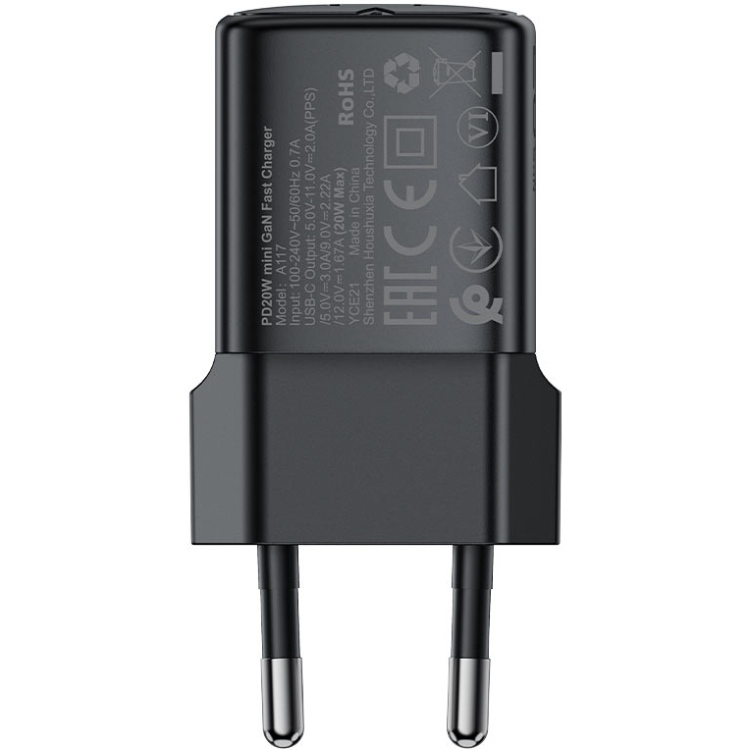 Зарядний пристрій 1xUSB-C 20W Gan A117 mini Fast Charger Black Acefast (6974316284987) на малюнкі №3