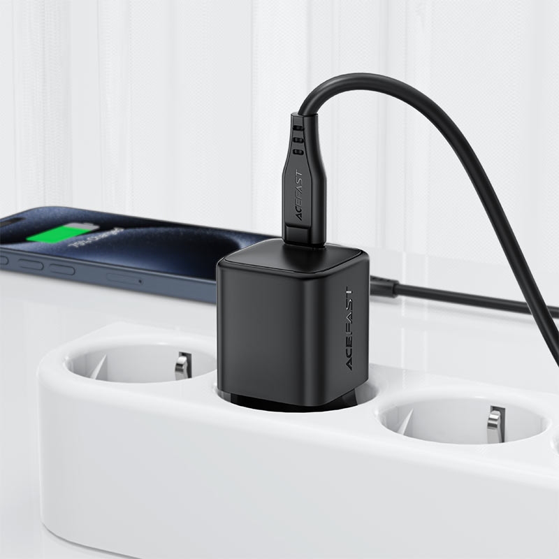 Зарядний пристрій 1xUSB-C 20W Gan A117 mini Fast Charger Black Acefast (6974316284987) на малюнкі №7
