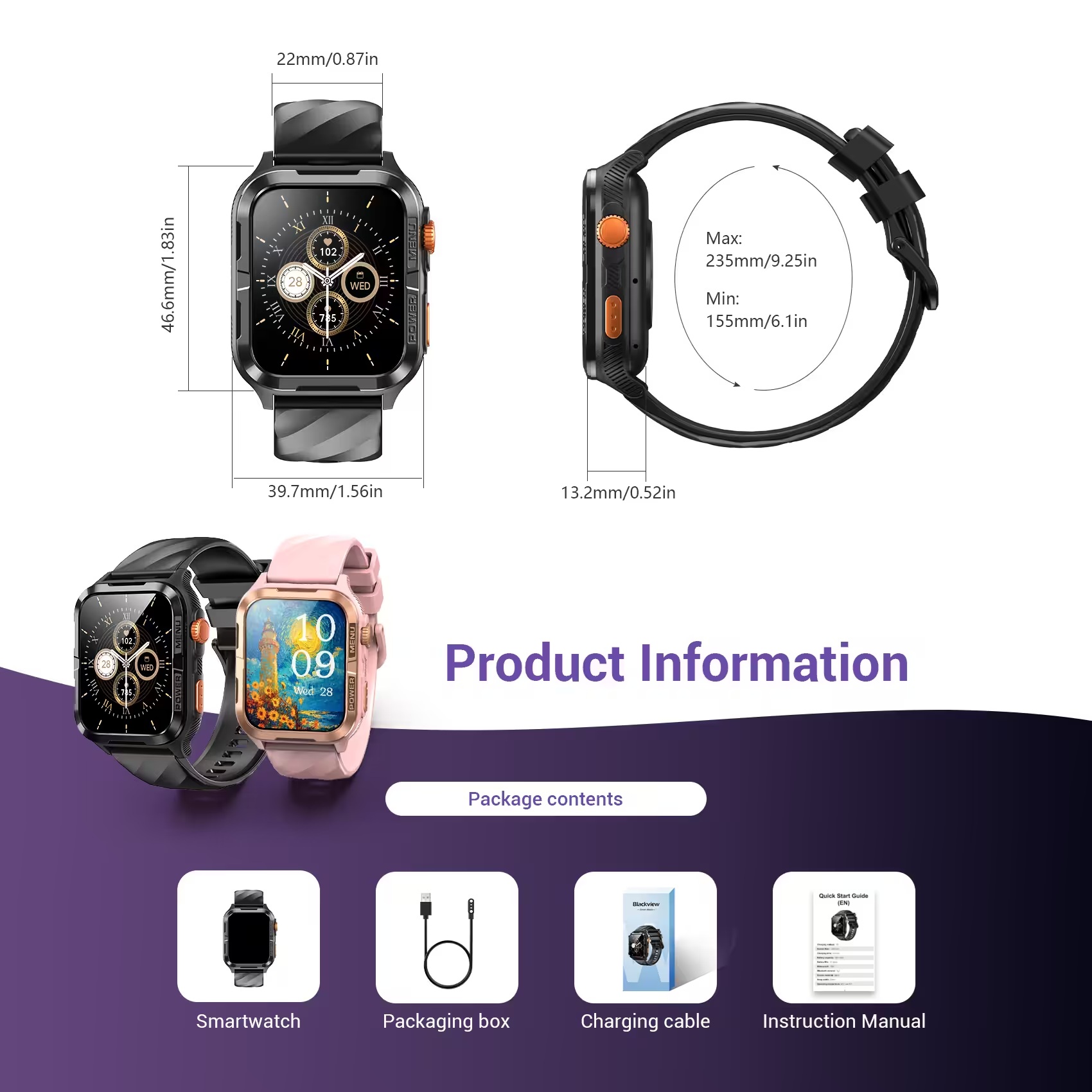Годинник Blackview W10 Pro Black (6931548328148) на малюнкі №4