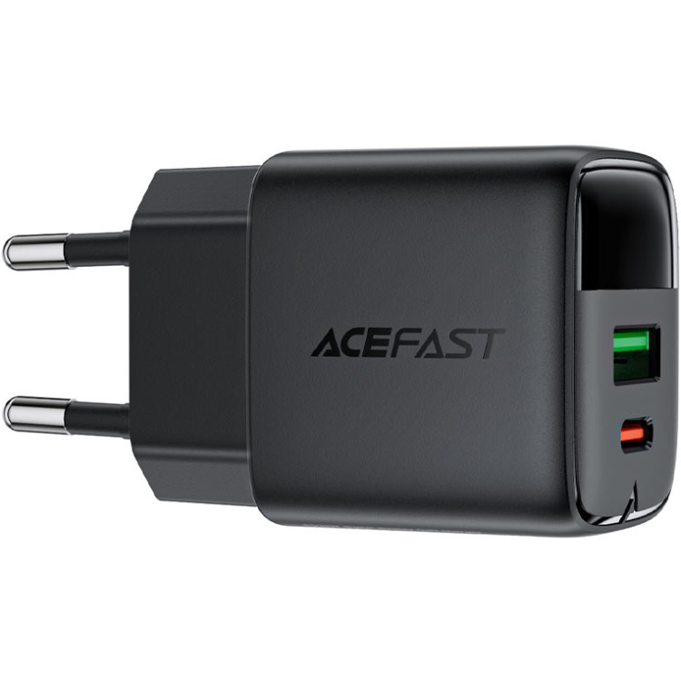 Зарядний пристрій 2xUSB 35W (USB-C+USB-A) with digital display Gan A116 Black Acefast (6974316284468) на малюнкі №5