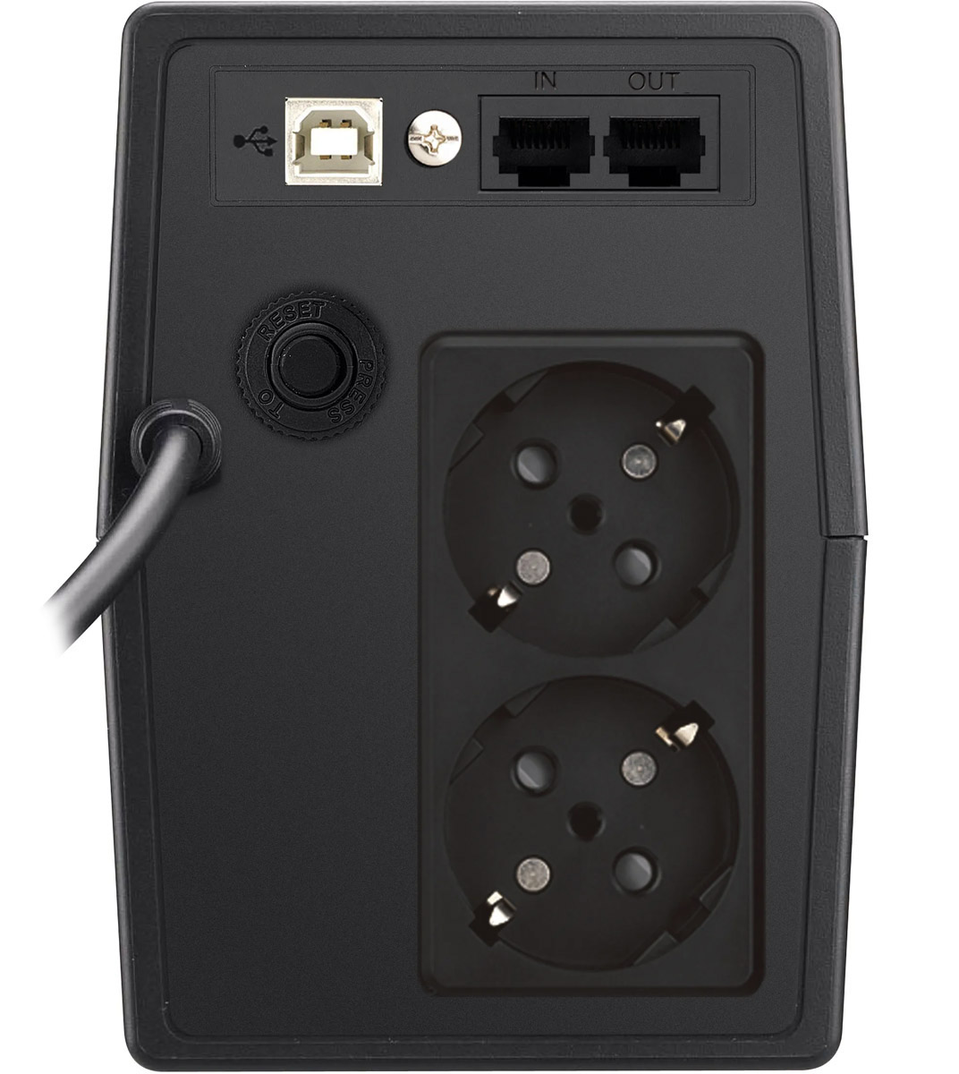 ДБЖ FSP FP850, 850ВА/480Вт, Lin-Int, USB/RJ45, Schuko*2, AVR, Black (PPF4801102) на малюнкі №2