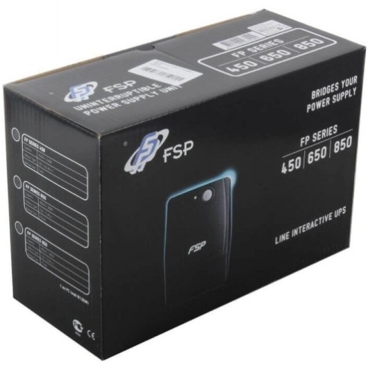 ДБЖ FSP FP850, 850ВА/480Вт, Lin-Int, USB/RJ45, Schuko*2, AVR, Black (PPF4801102) на малюнкі №4